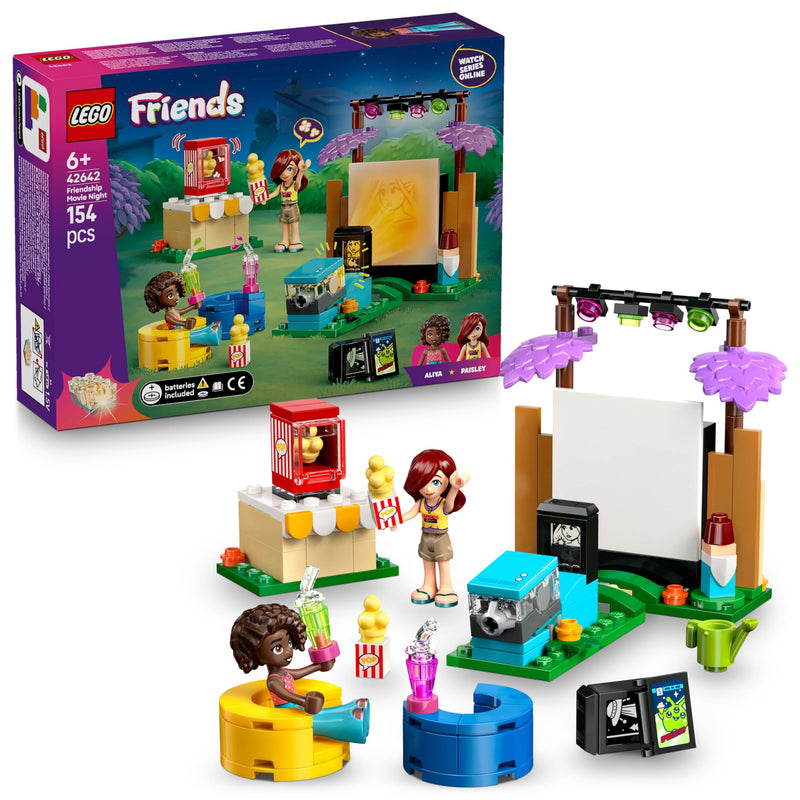 LEGO Friends Friendship Movie Night Toy for 6+ Year Old Girls - incl. 2 Mini Dolls, a Screen and a Light Brick Projector - Creative Building Set - 42642