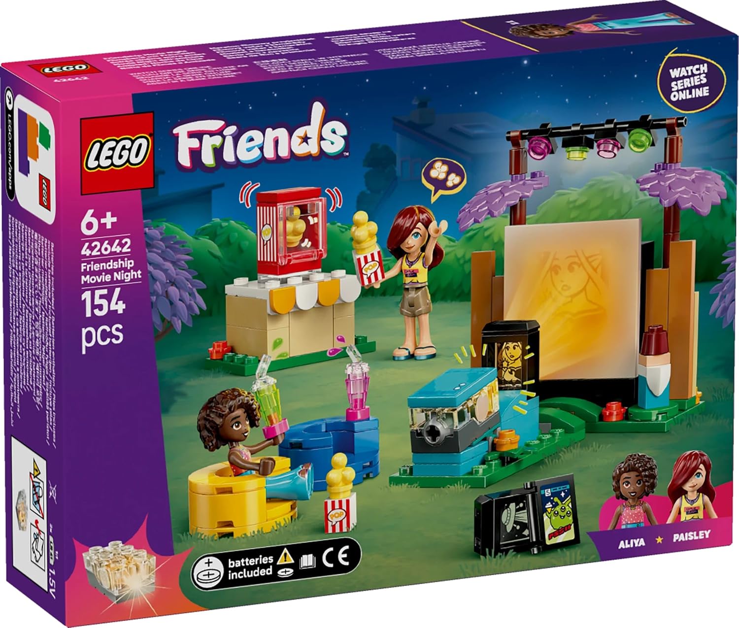 LEGO Friends Friendship Movie Night Toy for 6+ Year Old Girls - incl. 2 Mini Dolls, a Screen and a Light Brick Projector - Creative Building Set - 42642