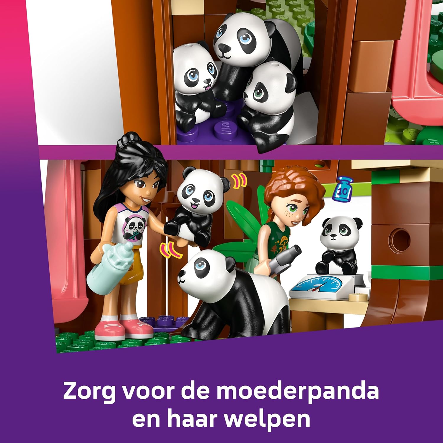 LEGO Friends Il Santuario dei Panda Giocattolo per la Cura degli Animali con Casa sull'Albero, Veicolo ATV, 2 Mini Bamboline e 3 Panda - Giochi Creativi per Bambine da 7 Anni in su - 42648