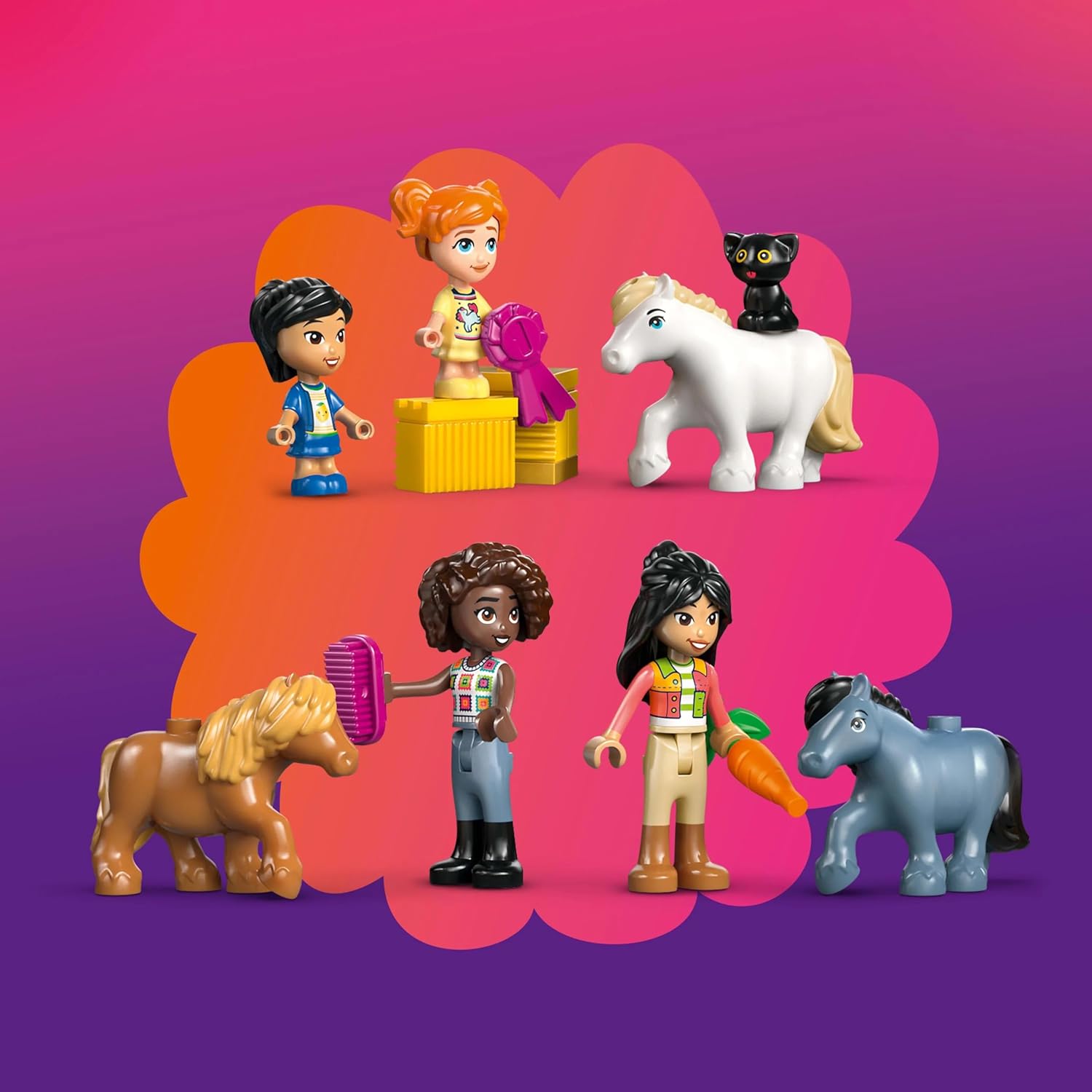 LEGO Friends Pony Ranch & Stable Toy - incl. 3 Horse Animal Figures, 4 Mini Dolls and a Cat, plus fun Accessories - Creative Gift for 7+ Year Old Girls - 42654