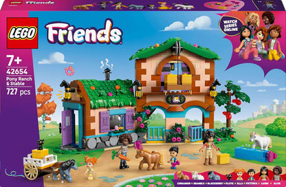 LEGO Friends Pony Ranch & Stable Toy - incl. 3 Horse Animal Figures, 4 Mini Dolls and a Cat, plus fun Accessories - Creative Gift for 7+ Year Old Girls - 42654