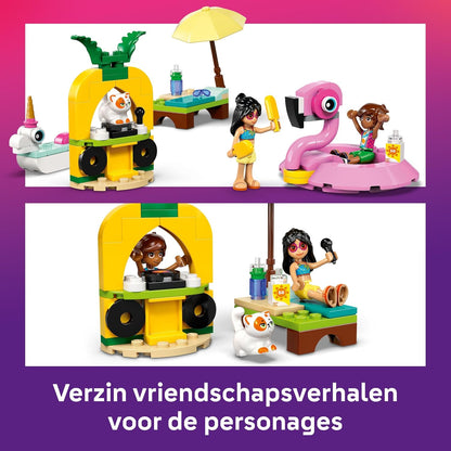 LEGO Friends Unicorn & Flamingo Pool Party Toy with Animal 'Floaties', 2 Mini Dolls, Churro the Cat & Accessories incl. a DJ Booth & Sunbeds - Creative Gift for 5+ Year Old girls - 42658