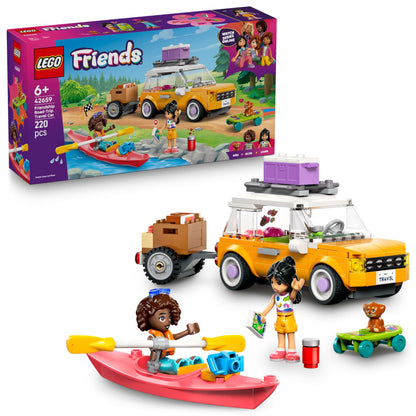 LEGO Friends Friendship Road-Trip Travel Car Toy with Trailer, 2 Mini Dolls, a Pet Dog Figure, Kayak & Fun Accessories incl. a Skateboard & Roller Skates - Building Set for 6+ Year Old Girls - 42659