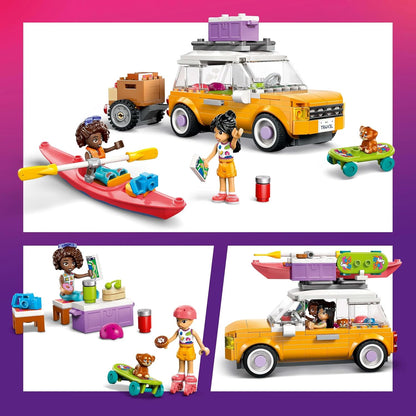 LEGO Friends Friendship Road-Trip Travel Car Toy with Trailer, 2 Mini Dolls, a Pet Dog Figure, Kayak & Fun Accessories incl. a Skateboard & Roller Skates - Building Set for 6+ Year Old Girls - 42659