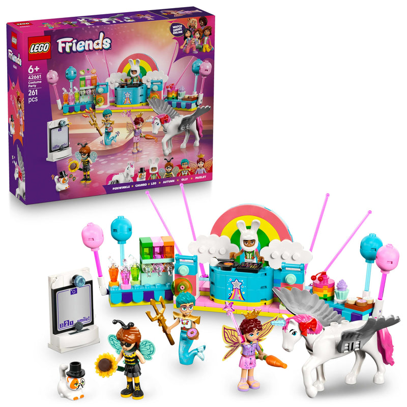 LEGO Friends Costume Party with Unicorn & Fairy - Toy for 6+ Year Old Girls, incl. a Stage, DJ Booth, 4 Mini Dolls, Churro the Cat & a Horse Figure, Plus Fun Accessories, Gift Idea - 42661