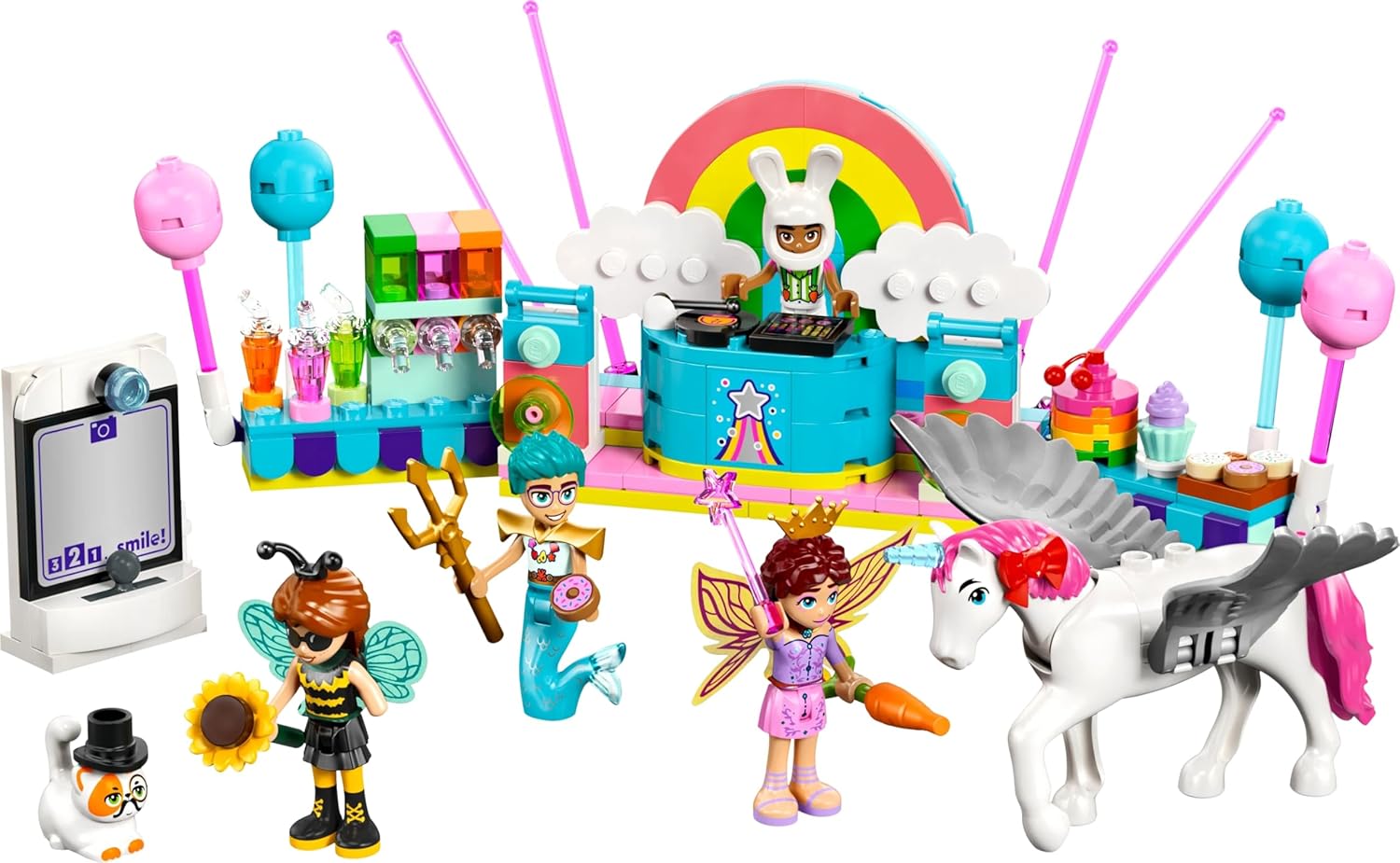 LEGO Friends Costume Party with Unicorn & Fairy - Toy for 6+ Year Old Girls, incl. a Stage, DJ Booth, 4 Mini Dolls, Churro the Cat & a Horse Figure, Plus Fun Accessories, Gift Idea - 42661