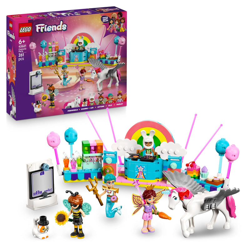 LEGO Friends Costume Party with Unicorn & Fairy - Toy for 6+ Year Old Girls, incl. a Stage, DJ Booth, 4 Mini Dolls, Churro the Cat & a Horse Figure, Plus Fun Accessories, Gift Idea - 42661