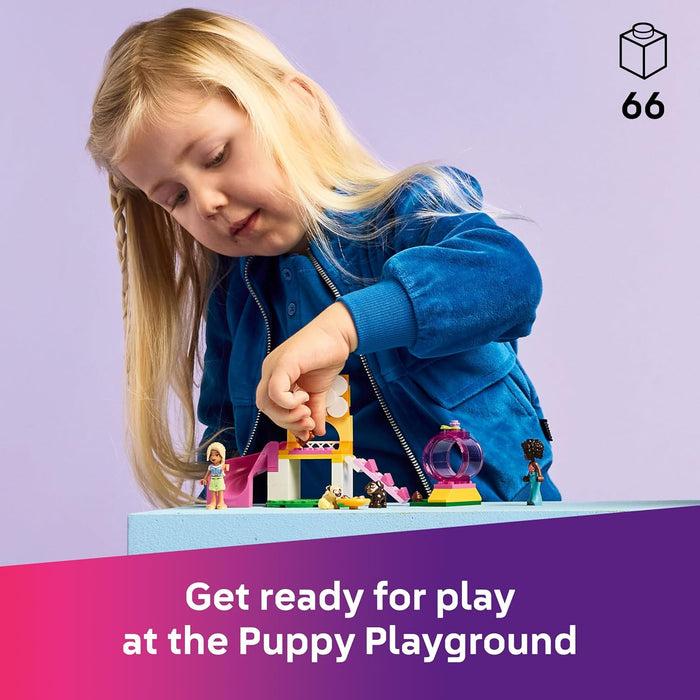 LEGO Friends Puppy Playground Toy - incl. a Park with a Slide, 2 Mini Dolls & 3 Pet Dog Animal Figures, plus Accessories - Creative Gift for 4+ Year Old Girls - 42665