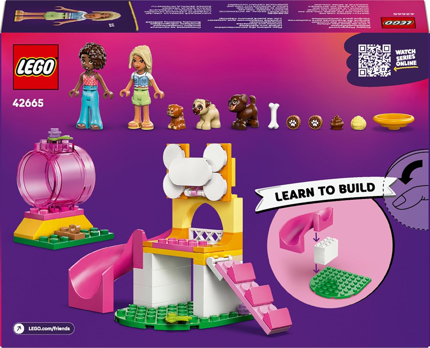 LEGO Friends Puppy Playground Toy - incl. a Park with a Slide, 2 Mini Dolls & 3 Pet Dog Animal Figures, plus Accessories - Creative Gift for 4+ Year Old Girls - 42665
