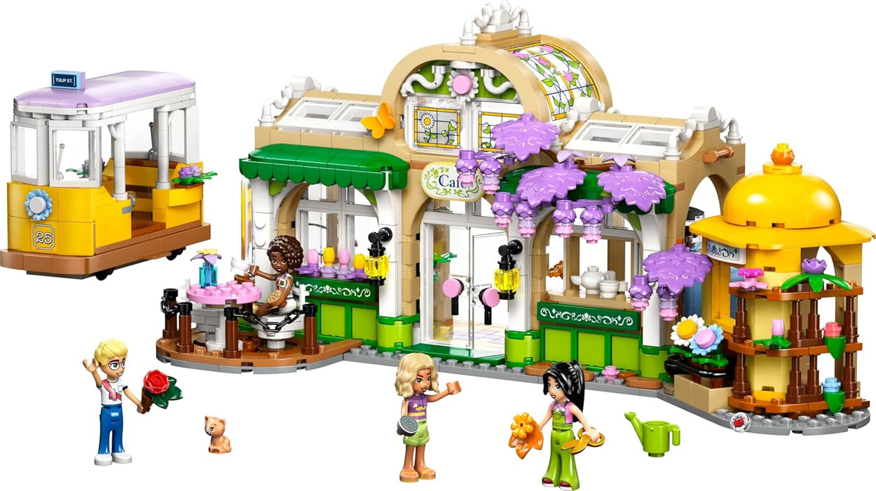 LEGO Friends Plant Café & Flower Shop Toy with 4 Mini Dolls, a Pet Cat Figure, Tram and Kitchen Accessories incl. Pastries, Cups & a Teapot - Birthday Gift for 9+ Year Old Girls - 42671