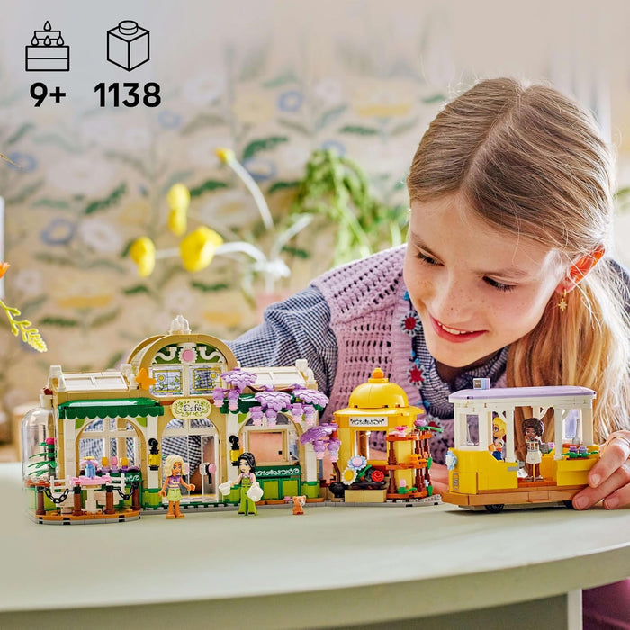 LEGO Friends Plant Café & Flower Shop Toy with 4 Mini Dolls, a Pet Cat Figure, Tram and Kitchen Accessories incl. Pastries, Cups & a Teapot - Birthday Gift for 9+ Year Old Girls - 42671