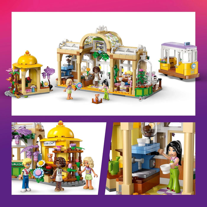 LEGO Friends Plant Café & Flower Shop Toy with 4 Mini Dolls, a Pet Cat Figure, Tram and Kitchen Accessories incl. Pastries, Cups & a Teapot - Birthday Gift for 9+ Year Old Girls - 42671