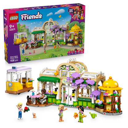 LEGO Friends Plant Café & Flower Shop Toy with 4 Mini Dolls, a Pet Cat Figure, Tram and Kitchen Accessories incl. Pastries, Cups & a Teapot - Birthday Gift for 9+ Year Old Girls - 42671