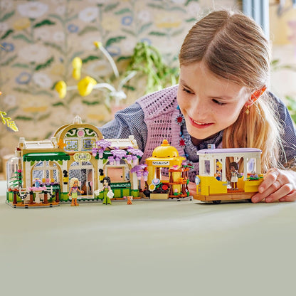 LEGO Friends Plant Café & Flower Shop Toy with 4 Mini Dolls, a Pet Cat Figure, Tram and Kitchen Accessories incl. Pastries, Cups & a Teapot - Birthday Gift for 9+ Year Old Girls - 42671