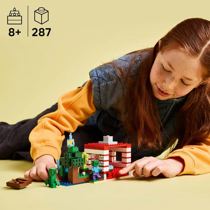 LEGO Minecraft The TNT Jungle House Toy - Interactive Set with a boat model, Steve, Creeper and Zombie Figures plus a TNT Function - Gamer Gift for 8+ Year Old Girls & Boys - 21275