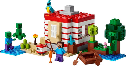 LEGO Minecraft The TNT Jungle House Toy - Interactive Set with a boat model, Steve, Creeper and Zombie Figures plus a TNT Function - Gamer Gift for 8+ Year Old Girls & Boys - 21275