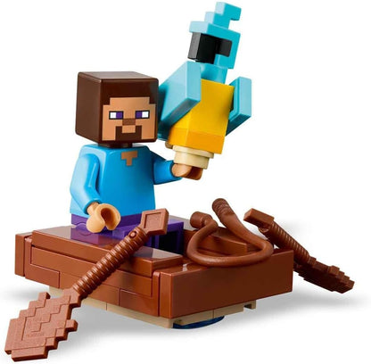 LEGO Minecraft The TNT Jungle House Toy - Interactive Set with a boat model, Steve, Creeper and Zombie Figures plus a TNT Function - Gamer Gift for 8+ Year Old Girls & Boys - 21275