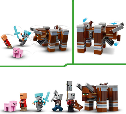 LEGO Minecraft The Pillager Outpost and Ravager Toy - incl. a Posable Figure with a Snapping Jaw Function, and a Village Fortress - Gaming Gift for 9+ Year Old Boys & Girls - 21278