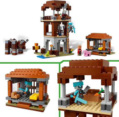 LEGO Minecraft The Pillager Outpost and Ravager Toy - incl. a Posable Figure with a Snapping Jaw Function, and a Village Fortress - Gaming Gift for 9+ Year Old Boys & Girls - 21278