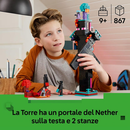 LEGO Minecraft 2in1 The Enderman Tower - Modular Toy Rebuilds Into 2 Fortresses - incl. Enderman & Endermate Mob Figures plus a Nether Portal - Gift for 9+ Year Old Boys, Girls & Gaming Fans - 21279