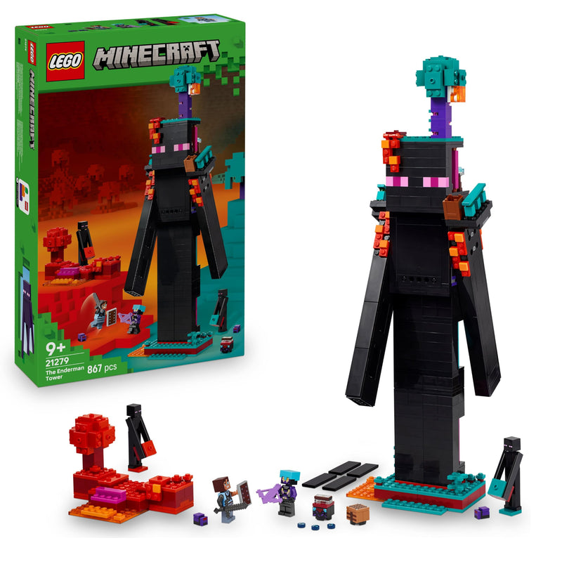 LEGO Minecraft 2in1 The Enderman Tower - Modular Toy Rebuilds Into 2 Fortresses - incl. Enderman & Endermate Mob Figures plus a Nether Portal - Gift for 9+ Year Old Boys, Girls & Gaming Fans - 21279