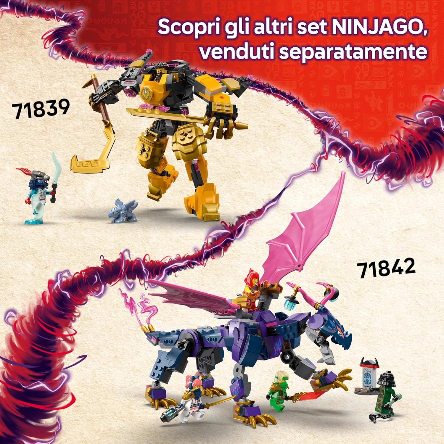 LEGO NINJAGO Kai’s Motorcycle Speed Race Set - 2 Ninja Motorbike Toys with Spinning Wheels plus 2 Minifigures with Weapon Accessories - Gift for 6+ Year Old Boys & Dragons Rising Fans - 71838