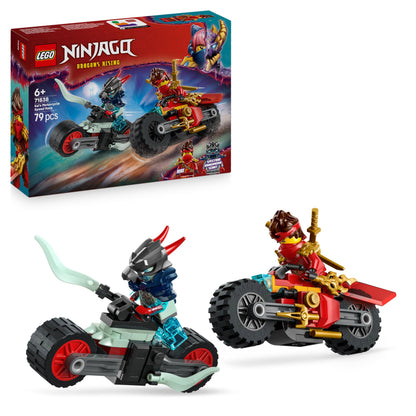 LEGO NINJAGO Kai’s Motorcycle Speed Race Set - 2 Ninja Motorbike Toys with Spinning Wheels plus 2 Minifigures with Weapon Accessories - Gift for 6+ Year Old Boys & Dragons Rising Fans - 71838