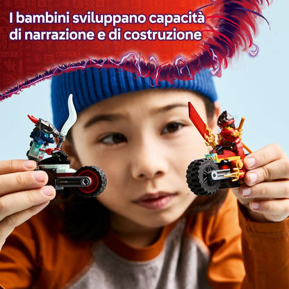 LEGO NINJAGO Kai’s Motorcycle Speed Race Set - 2 Ninja Motorbike Toys with Spinning Wheels plus 2 Minifigures with Weapon Accessories - Gift for 6+ Year Old Boys & Dragons Rising Fans - 71838