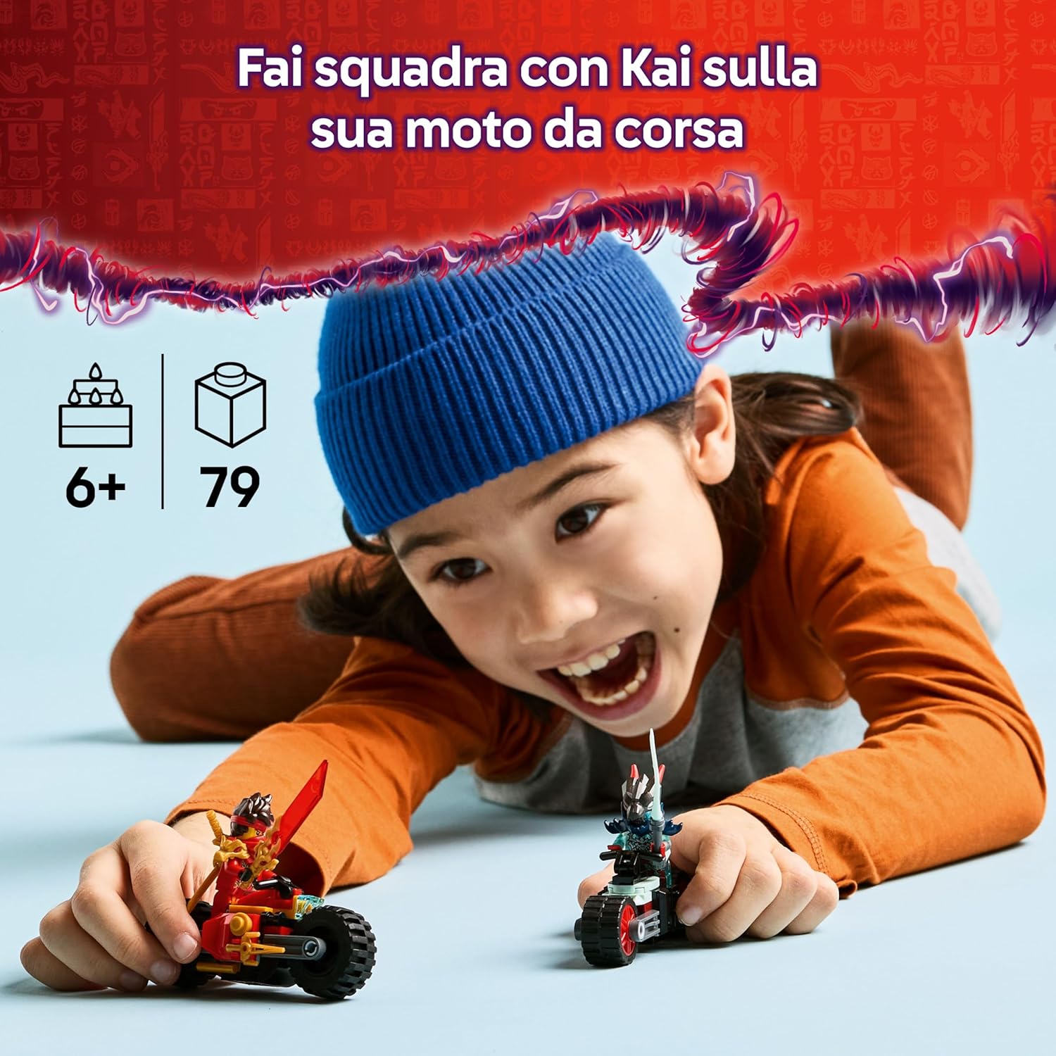 LEGO NINJAGO Kai’s Motorcycle Speed Race Set - 2 Ninja Motorbike Toys with Spinning Wheels plus 2 Minifigures with Weapon Accessories - Gift for 6+ Year Old Boys & Dragons Rising Fans - 71838