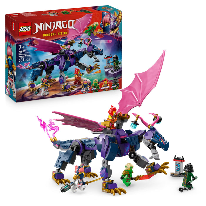LEGO NINJAGO Rontu the Master Dragon Toy - Posable Dragon Figure with Stud Shooters - incl. Lloyd, Sora & Wyldfyre Minifigures - Gift for 7+ Year Old Boys - 71842