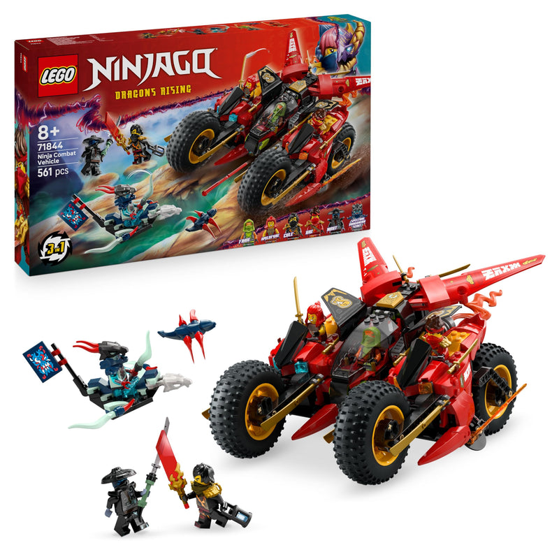 LEGO Ninjago Le Véhicule De Combat des Ninjas - Jeu De Construction Modulable en 2 Motos Ninjas & 1 Jet - 6 Minifigurines Dont Kai & Cole - Cadeau pour Garçon Dès 8 Ans & Fans De La Série TV 71844