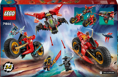 LEGO Ninjago Le Véhicule De Combat des Ninjas - Jeu De Construction Modulable en 2 Motos Ninjas & 1 Jet - 6 Minifigurines Dont Kai & Cole - Cadeau pour Garçon Dès 8 Ans & Fans De La Série TV 71844