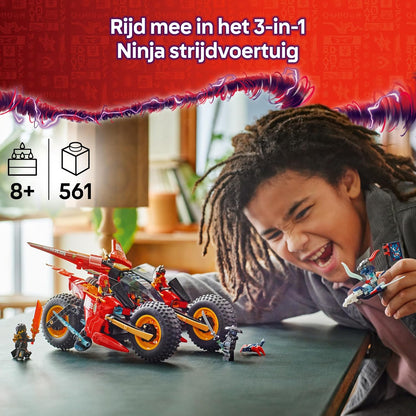 LEGO Ninjago Le Véhicule De Combat des Ninjas - Jeu De Construction Modulable en 2 Motos Ninjas & 1 Jet - 6 Minifigurines Dont Kai & Cole - Cadeau pour Garçon Dès 8 Ans & Fans De La Série TV 71844