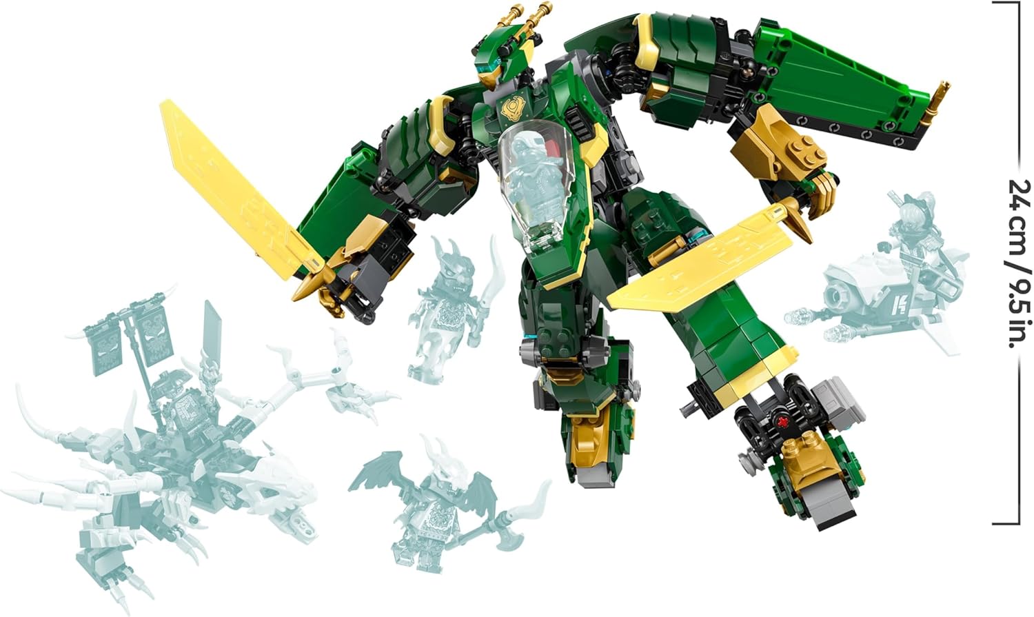 LEGO NINJAGO 2in1 Lloyd's Jet Mech - Transforms into a Jet Toy - 5 Minifigures Incl. Sora & Lloyd, plus a Motorbike and a Dragon Figure - Gift for 9+ Year Old Boys & Dragons Rising Fans - 71845