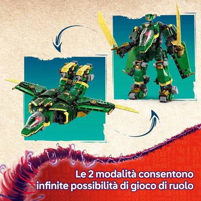 LEGO NINJAGO 2in1 Lloyd's Jet Mech - Transforms into a Jet Toy - 5 Minifigures Incl. Sora & Lloyd, plus a Motorbike and a Dragon Figure - Gift for 9+ Year Old Boys & Dragons Rising Fans - 71845