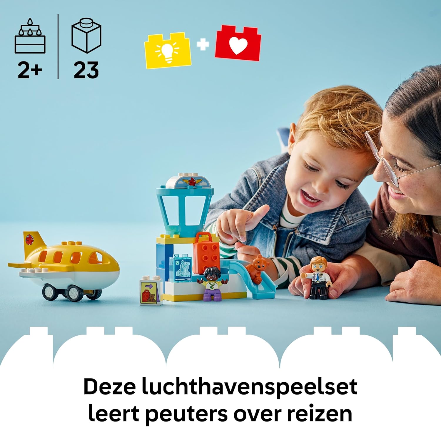 LEGO DUPLO First Time at the Airport - Educational Motor Skills Toy for Toddlers incl. a Plane, 2 Figures & a Teddy Bear - Birthday Gift for 2+ Year Old Boys & Girls - 10443