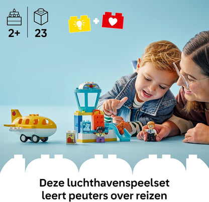 LEGO DUPLO First Time at the Airport - Educational Motor Skills Toy for Toddlers incl. a Plane, 2 Figures & a Teddy Bear - Birthday Gift for 2+ Year Old Boys & Girls - 10443
