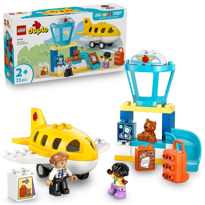 LEGO DUPLO First Time at the Airport - Educational Motor Skills Toy for Toddlers incl. a Plane, 2 Figures & a Teddy Bear - Birthday Gift for 2+ Year Old Boys & Girls - 10443