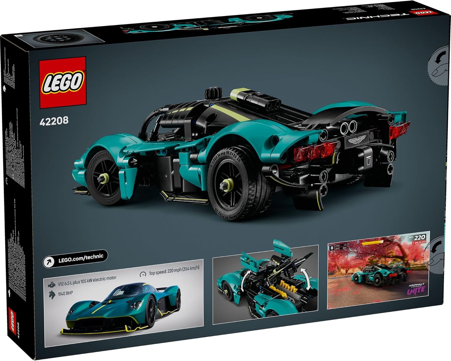 LEGO Technic Aston Martin Valkyrie Buildable Car Model Kit, Vehicle Toy for Kids, Creative Gift for Boys and Girls Aged 9 and over 42208