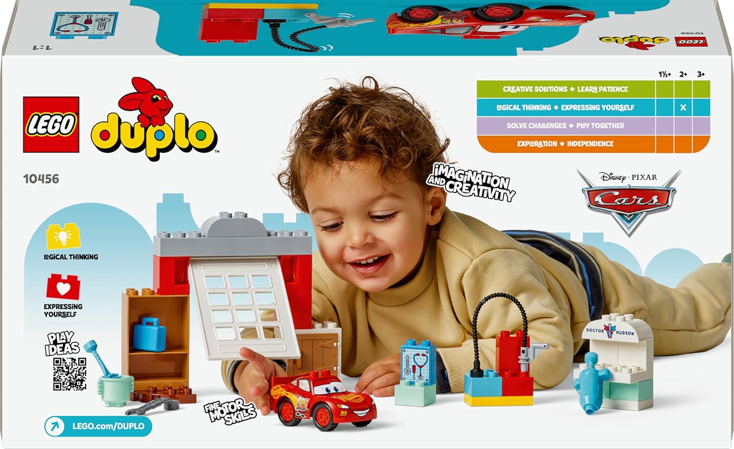 LEGO DUPLO│Disney and Pixar McQueen's Visit to Doc's Garage - incl. a Race Car Toy for Toddlers, Car Wash Tools & Accessories - Gift for 2+ Year Old Boys & Girls - 10456