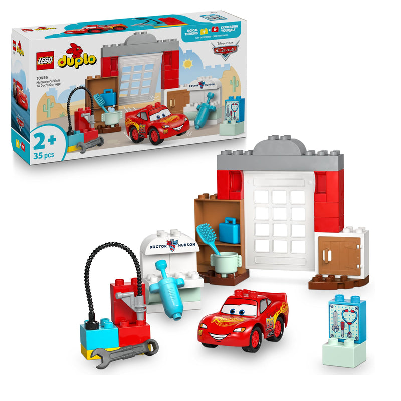 LEGO DUPLO│Disney and Pixar McQueen's Visit to Doc's Garage - incl. a Race Car Toy for Toddlers, Car Wash Tools & Accessories - Gift for 2+ Year Old Boys & Girls - 10456