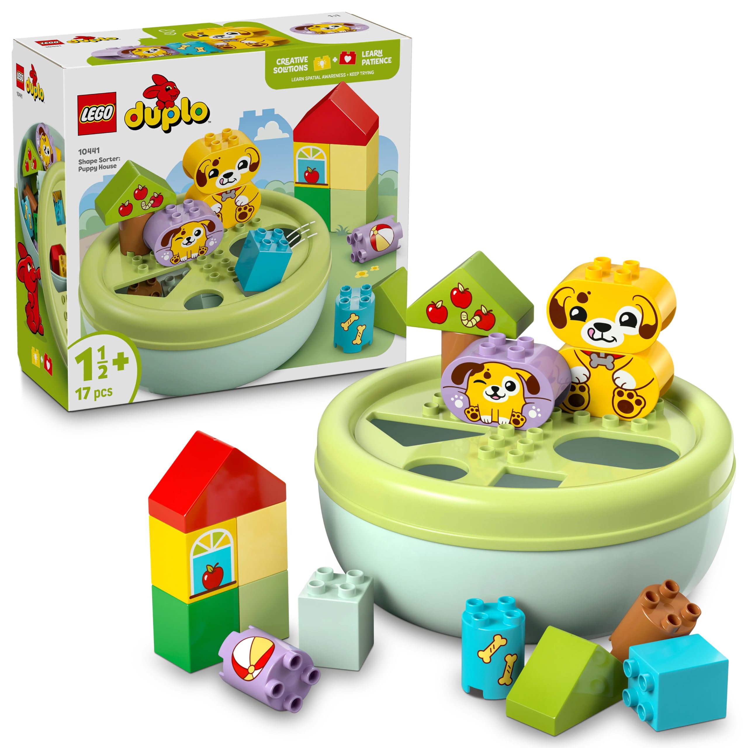 LEGO DUPLO Shape Sorter: Puppy House - Educational Sorting Toy for Toddlers, with Colourful Bricks in Various Shapes - Fine Motor Skill Development Set for 18 Month Old Girls & Boys - 10441