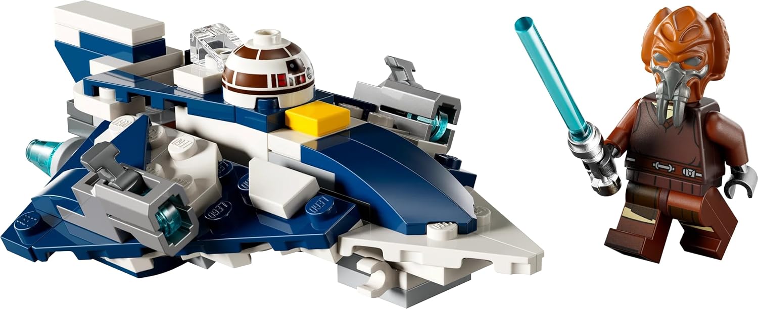 LEGO Star Wars: The Clone Wars Plo Koon’s Jedi Starfighter Microfighter, Collectible Building Toy for Kids, Gift for Boys, Girls and Fans Aged 6 Years Old and Over, Includes a Blue Lightsaber 75400