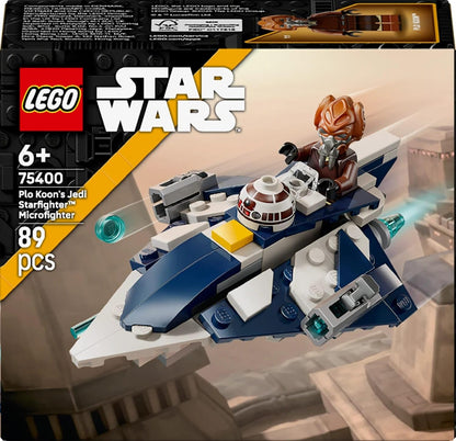 LEGO Star Wars: The Clone Wars Plo Koon’s Jedi Starfighter Microfighter, Collectible Building Toy for Kids, Gift for Boys, Girls and Fans Aged 6 Years Old and Over, Includes a Blue Lightsaber 75400