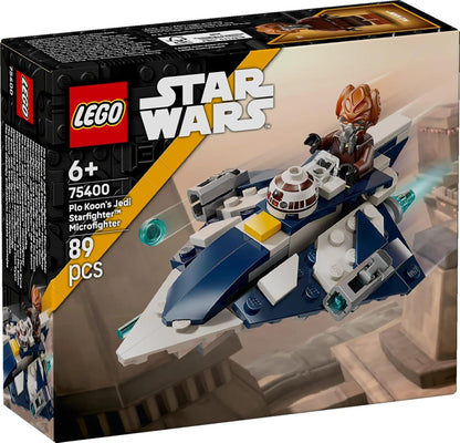 LEGO Star Wars: The Clone Wars Plo Koon’s Jedi Starfighter Microfighter, Collectible Building Toy for Kids, Gift for Boys, Girls and Fans Aged 6 Years Old and Over, Includes a Blue Lightsaber 75400