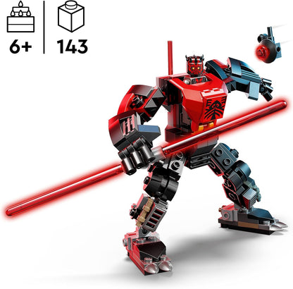 LEGO Star Wars: The Clone Wars Darth Maul Mech Building Toy for Boys, Girls, Fans and Fantasy Lovers Aged 6 Years Old Plus, Gift Idea for Kids, Includes a Large Double-Bladed Red Lightsaber 75411