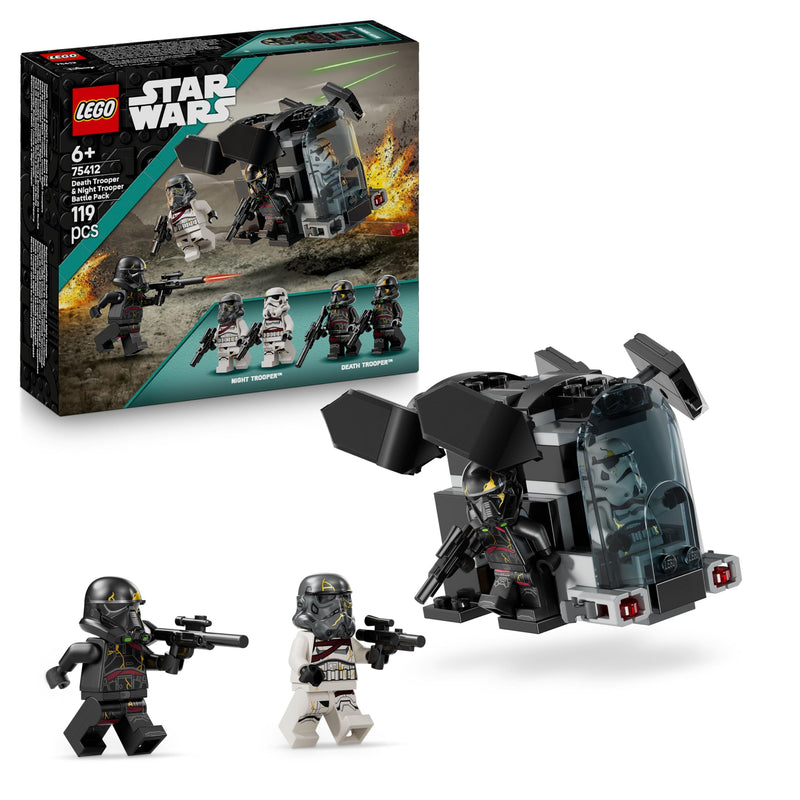 LEGO Star Wars: Ahsoka Death Trooper & Night Trooper Battle Pack, Small Gift for Boys, Girls and Any Fans Aged 6 Years Old and Over, Dropship Building Toy for Kids, 4 Characters with Blasters 75412