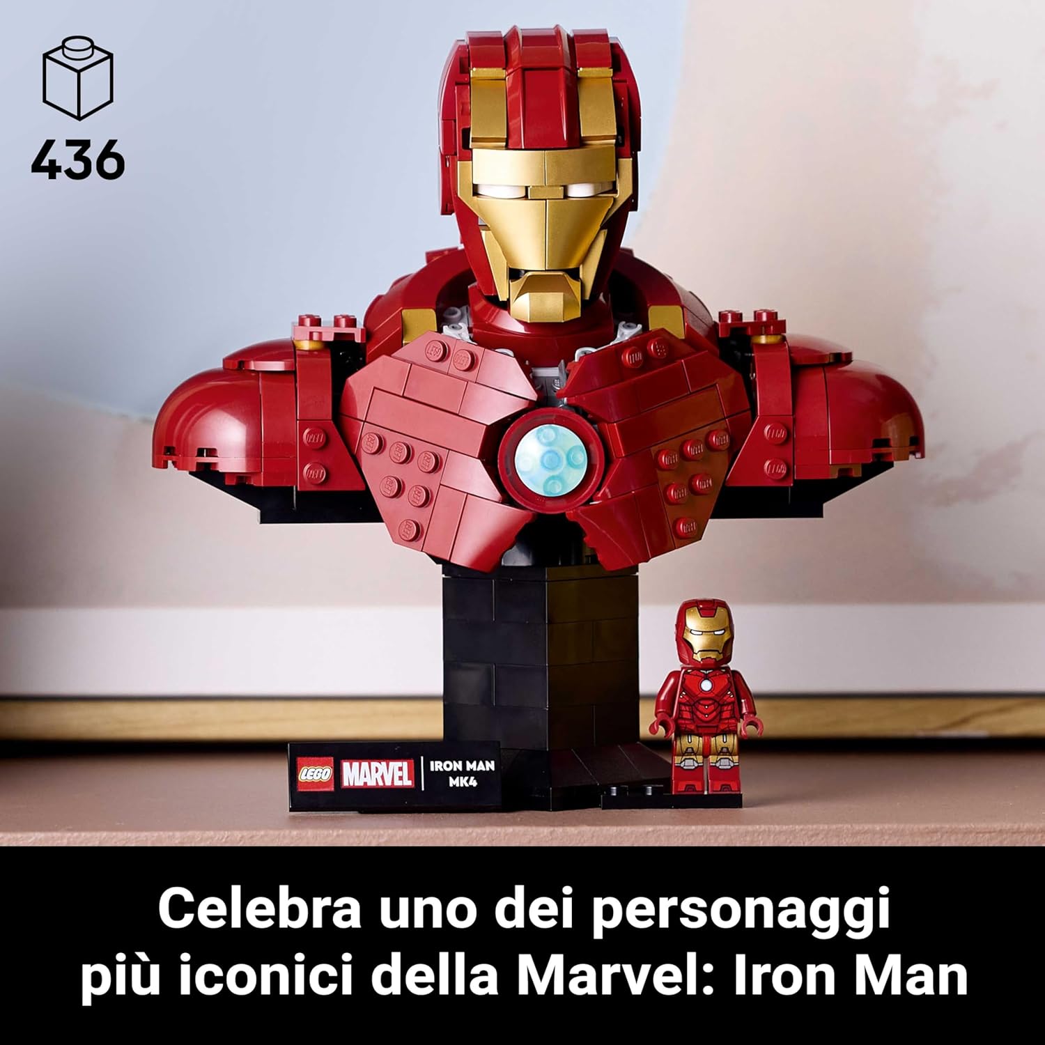 LEGO Marvel Iron Man MK4 Bust - Display Model Building Set for Adults incl. a Tony Stark Minifigure, plus Shoulder Cannons and a Rotating Head - Collectible Avengers Gift for Fans - 76327