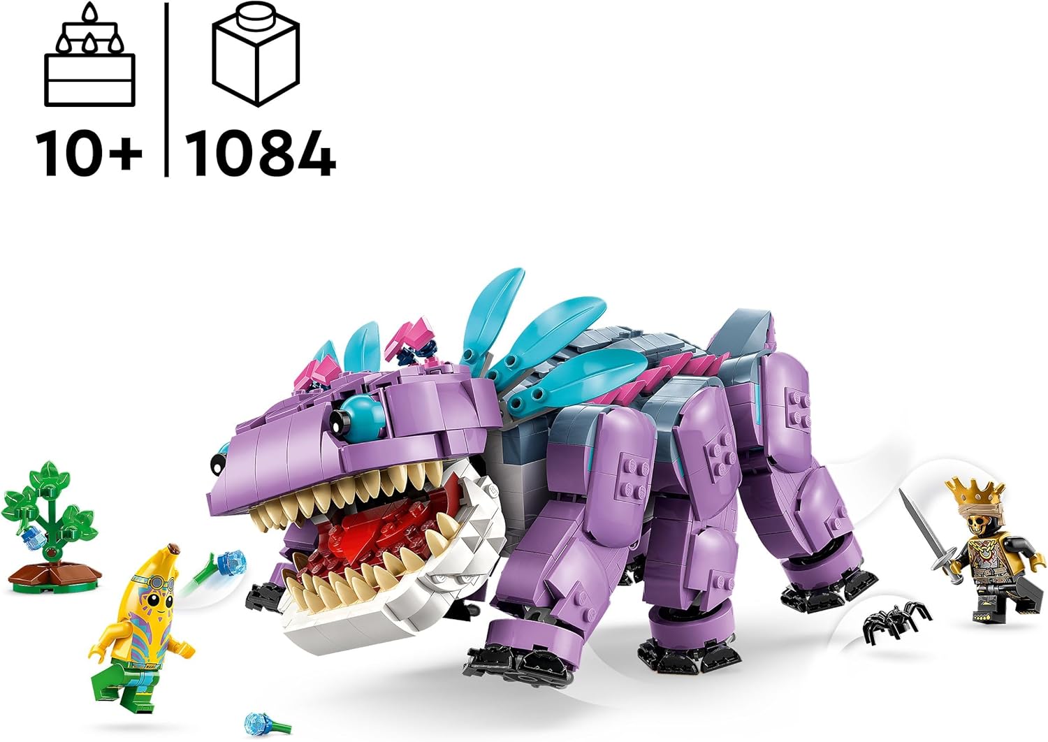 LEGO Fortnite Klombo Toy - Play & Display Dino Figure with Oro and Island Peely Minifigures, plus Accessories - Gamer Gift for 10+ Year Old Boys, Girls & Fans - 77077