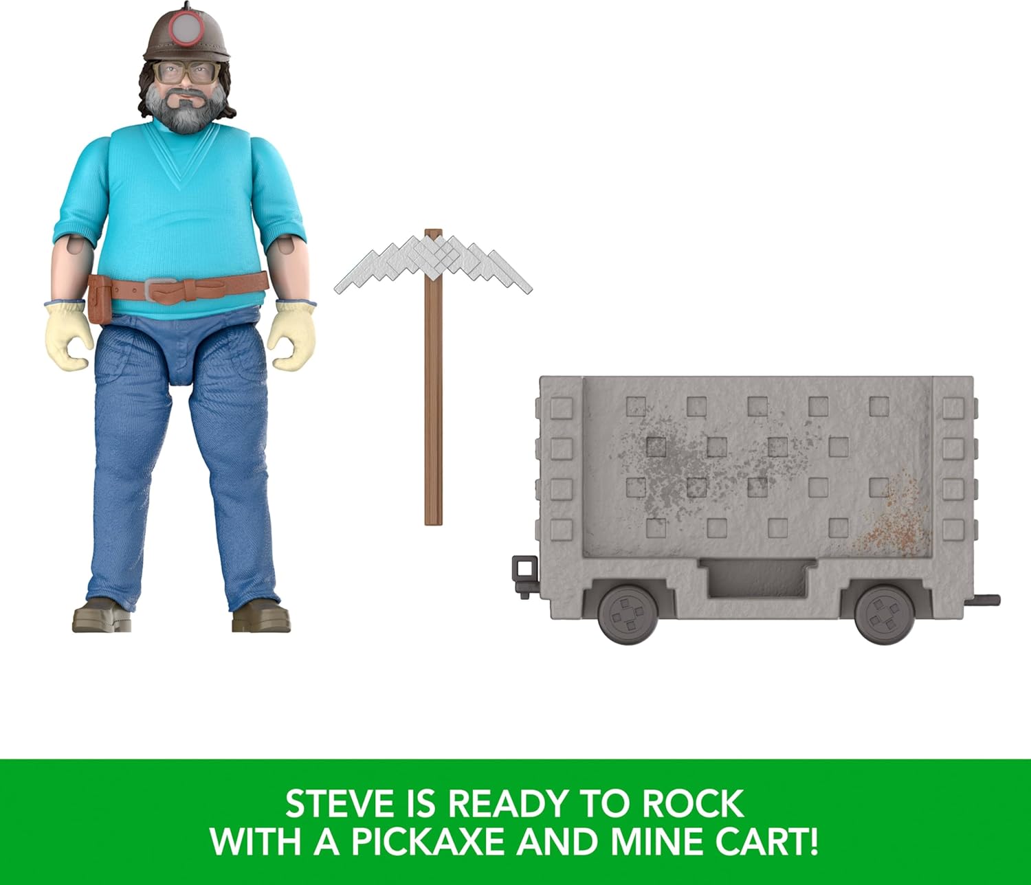 Mattel Minecraft Action Figure Set, Explosive Minecart Escape with 4-inch Steve & Mining Accessories, Toy Collectible Inspired by The Movie